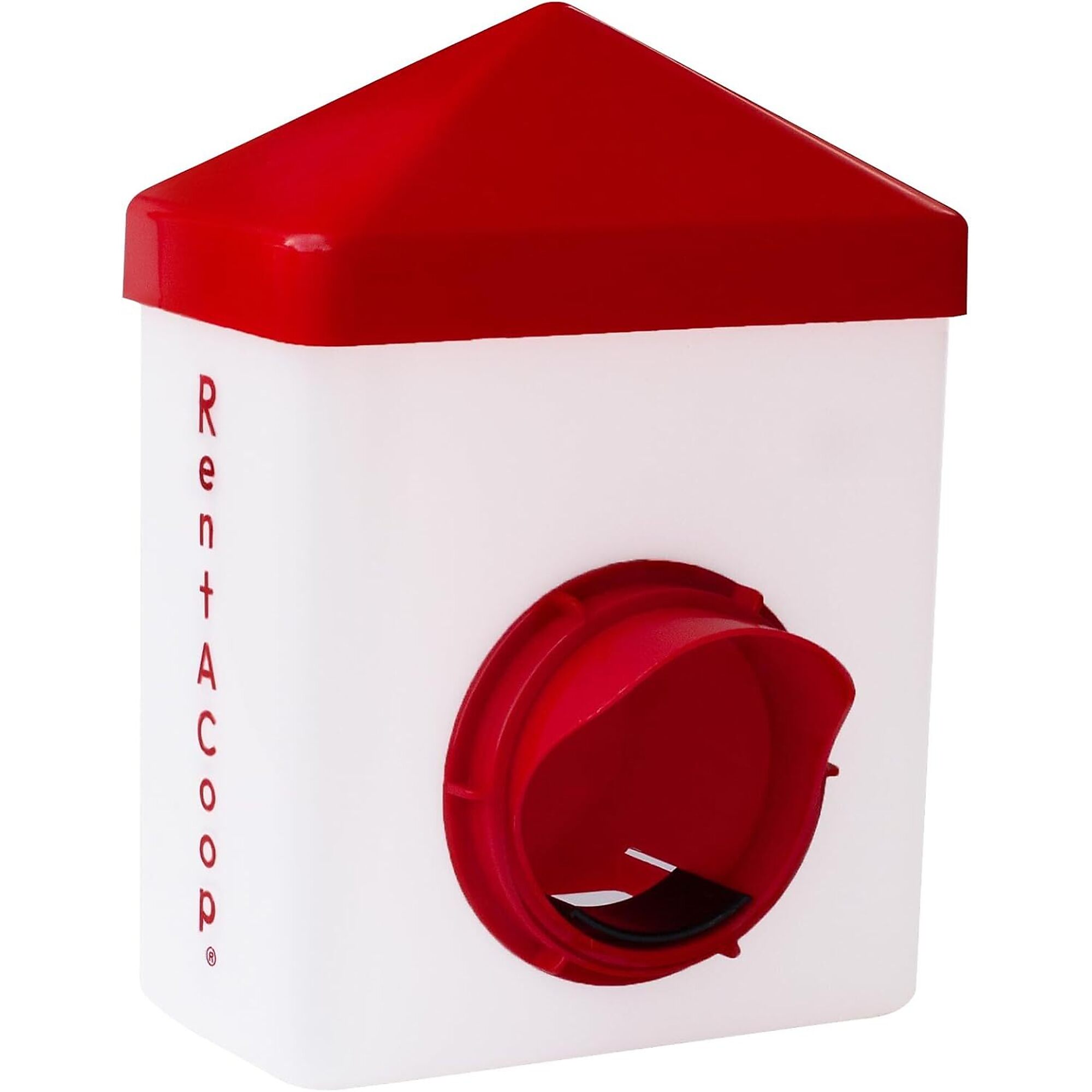 RentACoop, Chick2Chicken 2.5lb BPA-Free Single-Port Feeder with  Anti-Roost Lid, Slider Port Cover, and Wire Bracket - Suitable for Quail, Pigeons, Doves, Chicks, and Adult Chickens, Model# 2L-CHIK-FEED